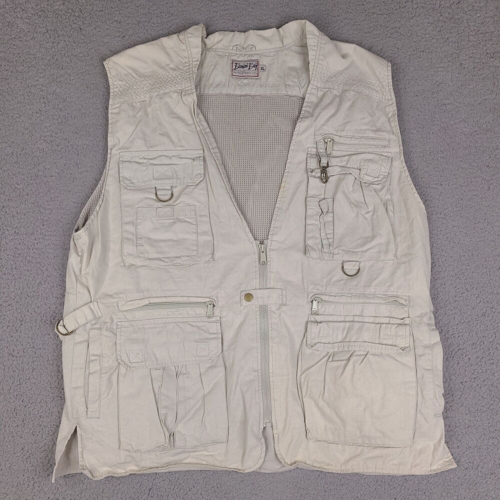 Bimini Bay Outfitters Fly Fishing Vest Mens XL Beige Vented Pockets